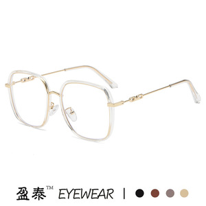 กรอบแว่นตาทรงสี่เหลี่ยมแบบเต็มกรอบ วัสดุ TR โลหะ เลนส์ PC ป้องกันแสงสีฟ้า เลนส์ใส Unisex รุ่น 22034 - Product Image 4
