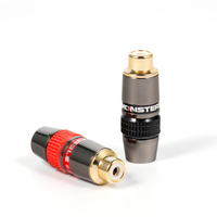QINCROWN QC-306 Connecteur Phono Double RCA Femelle Plaqué Or de Haute Qualité, Diamètre Max du Câble 6mm, Laiton Cuivre