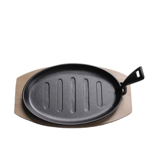 Sartén Ovalada <span class=keywords><strong>para</strong></span> parrilla Sizzler, sartén <span class=keywords><strong>de</strong></span> <span class=keywords><strong>hierro</strong></span> <span class=keywords><strong>fundido</strong></span> con base <span class=keywords><strong>de</strong></span> madera, juego <span class=keywords><strong>de</strong></span> cocina <span class=keywords><strong>de</strong></span> metal y juegos <span class=keywords><strong>de</strong></span> platos chisporroteantes - Product Image 3