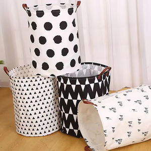 Panier de rangement de linge <span class=keywords><strong>en</strong></span> tissu de coton, à la mode, gris, blanc, Beige - Product Image 1