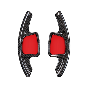 Volant en fibre de carbone avec palettes de changement de vitesse en carbone forgé, type adhésif, compatible avec <span class=keywords><strong>Audi</strong></span> A4 A6 A7 B9 de 2020, palettes de changement de vitesse T-carbon - Product Image 1