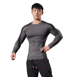 Nouveau Fitness personnalisé couleur Pure Compression à manches longues costume Fitness Compression chemises pour hommes vêtements d'entraînement de gymnastique - Product Image 2