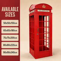 Bilik Telepon Luar Ruangan Merah Versi Standar Deluxe Ukuran Kustom 50x50x150cm hingga 90x90x240cm untuk Perabotan Jalan