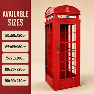 Cabina Telefonica Rossa da Esterno Versioni Standard e Deluxe Dimensioni Personalizzate da 50x50x150cm a 90x90x240cm per Arredo Urbano - Product Image 5