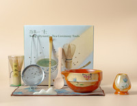 Ensemble de thé matcha japonais avec logo personnalisé, design traditionnel, fouet naturel pour la cérémonie du thé, bols à matcha