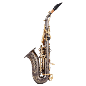 Saxophone soprano en si bémol courbé en laiton pour enfants, clés nickelées dorées, résistant à la rouille, pour débutants et professionnels - Product Image 1