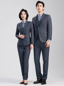 Costume d'affaires noir pour étudiants masculins, fonctionnaires, entretien, coupe ajustée, col cranté, doublure collée, polyester - Product Image 5