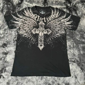T-shirt à manches courtes pour homme Miami Ink, motif crâne rouge, coupe classique, col rond, style punk, imprimé, jersey de coton - Product Image 6
