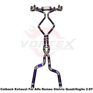 ระบบท่อไอเสียไทเทเนียม Vortex Performance สำหรับ Alfa Romeo Stelvio Quadrifoglio 2.9T สีม่วง พร้อมวาล์วอิเล็กทรอนิกส์แบบ Catback Muffler - Product Image 3
