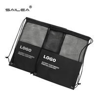 Sac en filet de nylon personnalisé, écologique, robuste, avec cordon de serrage, couleur noire, recyclable et réutilisable, pour le rangement de bijoux, avec logo