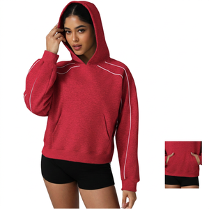 Sudadera con Capucha para Mujer, Informal, Holgada, Sólida, Transpirable, Ecológica, para Otoño e Invierno, con Bolsillo Grande, para Gimnasio, Correr, Actividades al Aire Libre - Product Image 5