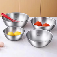Ensemble de bols mélangeurs en acier inoxydable avec marques de mesure, durables, polis, modernes et minimalistes, pour salades, restaurants et cuisines