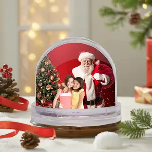 定制圣诞纪念品相框套件圣诞老人雪人塑料水雪球礼品和家居装饰