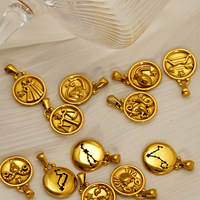 Pendentif rond en acier inoxydable avec face gravée, dos poli, motif carte des étoiles, bijoux zodiacaux personnalisés, OEM
