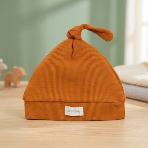 Bonnet en bambou biologique de qualité supérieure, couleur rouille, pour bébé, sous-vêtements, lit bébé et Candy India - Product Image 2