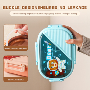 Nouvelle boîte à lunch bento rectangulaire en plastique scellée pour micro-ondes, portable, pour étudiants et enfants, avec compartiments - Product Image 5