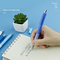 Stylo Gel Rétractable en Plastique à Bande Colorée, Encre Bleue 1,0 mm, Stylo de Bureau Professionnel, Logo Personnalisé, Vente en Gros