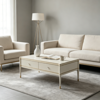 Meubles de salon, table basse et meuble TV modernes de luxe en verre blanc et noir avec rangement