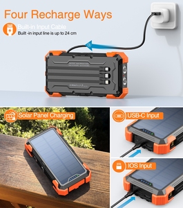 แบตสำรองกล้องพกพาสำหรับใช้งานกลางแจ้ง ความจุ 18000mAh พร้อมสาย Micro USB และ USB-C ในตัว ทนทาน กันน้ำ กันกระแทก รองรับการชาร์จไร้สายด้วยพลังงานแสงอาทิตย์ - Product Image 4