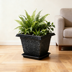 Vaso de Plástico Clássico Quadrado Leve e Durável com Furo de Drenagem (S) para Uso Interno/Externo em Casa/Jardim (Aparência de Mármore) - Product Image 2