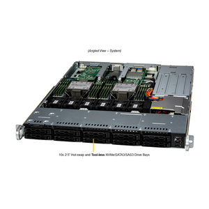 Supermicro SYS-121C-TN10R 1U Tour Serveur 10x NVMe Bays Dual Xeon 5ème Gen DDR5 Stock pour l'hébergement Web - Product Image 2