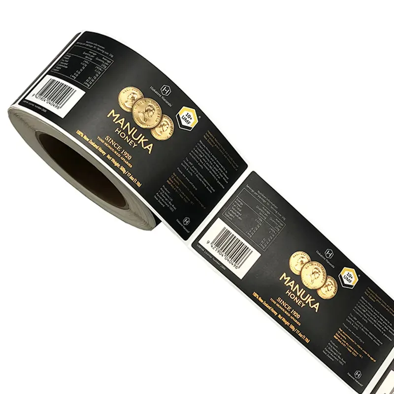 No Minimum MOQ Custom PVC Waterproof Vinyl Gold Foil Roll Printing Brand Wine Packaging Label Sticker label stickers