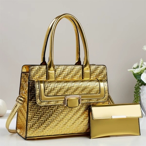 กระเป๋าถือแฟชั่น PU หนังเทียม 2 ชิ้น ชุดกระเป๋าสะพายไหล่ผู้หญิง ดีไซน์หรูหรา พร้อมกระเป๋าเงิน - Product Image 2