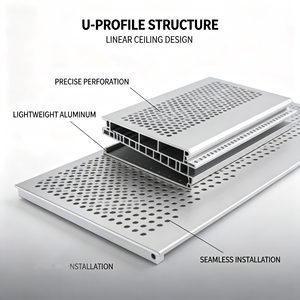 Panneaux de plafond perforés en aluminium sur mesure, design industriel, surface anodisée pour immeuble de bureaux - Product Image 3