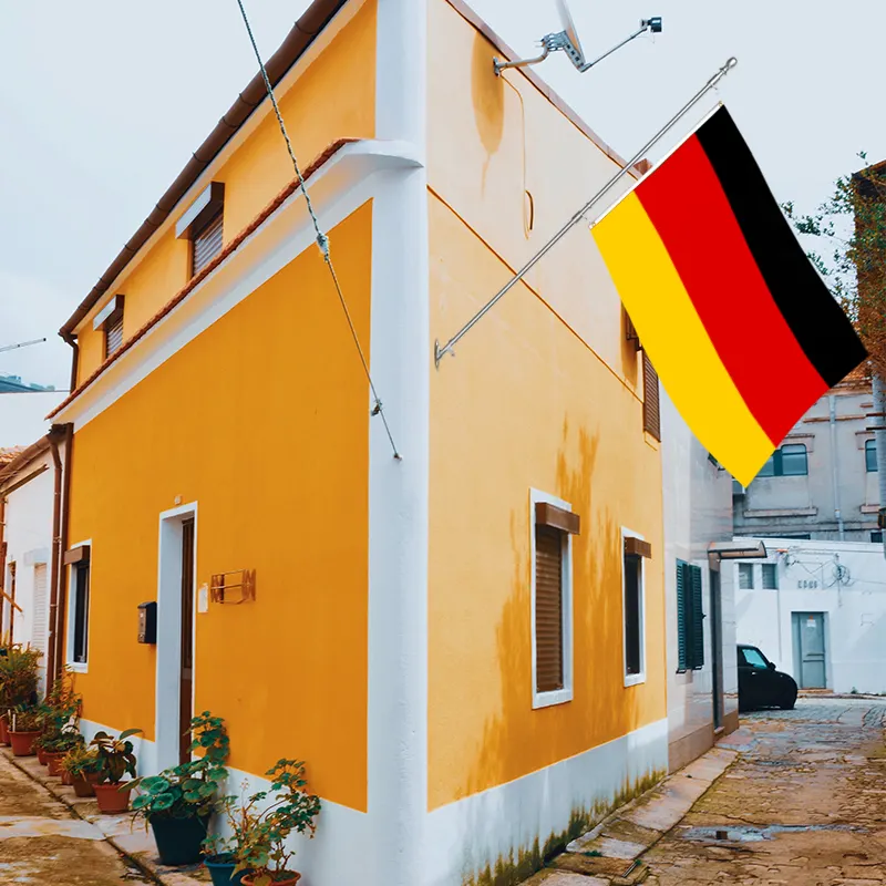 3x5Ft जर्मनी झंडा बैनर पॉलिएस्टर कपड़े 3 प्लाई डबल पक्षीय और दो पीतल Grommets के साथ दीवार सौंपने आउटडोर सजावट