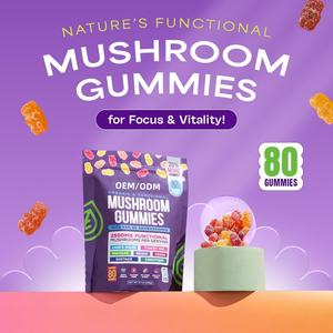 OEM/ODM Marca patentada Ashwagandha Gummies y Lions Mane Super Mushroom Gummies Suplemento, Premium Mushroom Blend - Product Image 2