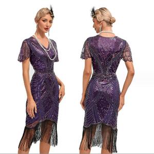 Robe des années 20, style <span class=keywords><strong>Charleston</strong></span>, pour le Grand Gatsby, Downton Abbey, invitées de mariage, demoiselles d'honneur, costumes de performance artistiques pour femmes - Product Image 3