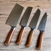 Ensemble de couteaux de cuisine en acier Damas VG10 à 67 couches, manche en bois, couteau de chef, couteau Santoku, couteau à découper, couteau à éplucher pour la viande et les légumes
