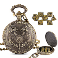 Montre de poche en métal à motif animal polyédrique de style nouveau personnalisable, accessoire pour jeux de société RPG pour dés de Donjons et Dragons