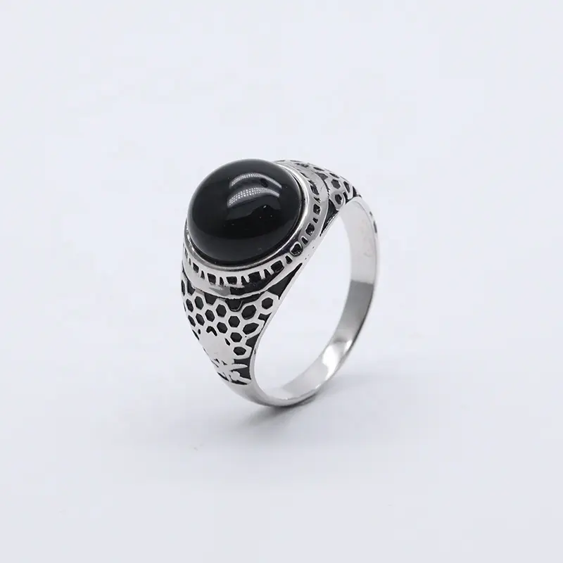 כסף גברים של טבעת עם להדגיש טבעי שחור אוניקס זירקון גברים של טורקיה חתונה טבעת תכשיטים