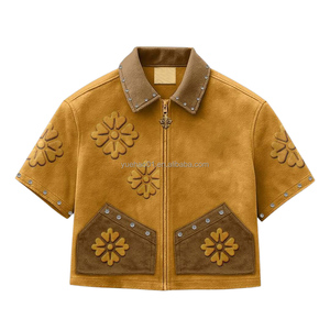 تي شيرت رجالي مخصص بسحاب من الجلد المدبوغ، ملابس الشارع، تي شيرت عمل بأكمام قصيرة مزين بالألماس والأحجار اللامعة، قميص قصير فضفاض - Product Image 1