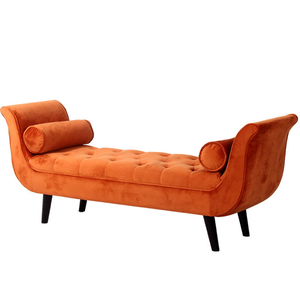 Banc d'entrée en bois massif et bout de lit avec siège rembourré, repose-bras, couverture en tissu de <span class=keywords><strong>velours</strong></span> - Product Image 6