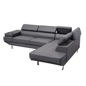 2024 Wholesale Cheap Air Leather Fabric Living Room L Shaped Sofa Set Sectional Corner Sofa