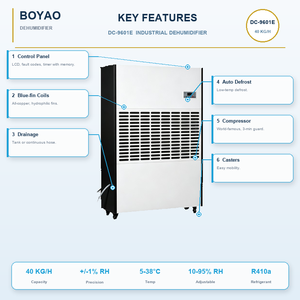 Nuevo Deshumidificador de Piso Grande de 960L de Alta Eficiencia Diaria con Pantalla Digital para Uso Industrial, Plantas de Alimentos, Cámaras Frigoríficas y Control Climático - Product Image 3