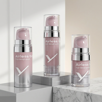 Bouteilles à pompe sans air en plastique personnalisées de 5 ml, 10 ml, 15 ml, emballage cosmétique pour lotion, crème, soin de la peau