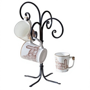 Support à tasses classique en métal avec crochets courbes pour comptoir de cuisine et table à manger – Support de rangement pour tasses en promotion - Product Image 1
