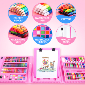 Nouvelle Collection 2025 – Kit d'Art A-Ni pour Enfants : Pinceaux Graffiti, 208 Pièces, Crayons <span class=keywords><strong>Pastel</strong></span> à l'Huile, Crayons de Couleur, Marqueurs – Boîte Rose/Bleue - Product Image 2
