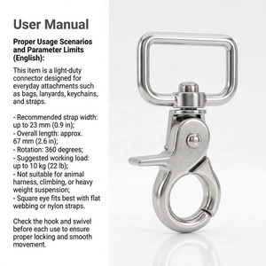 Mosquetones giratorios de metal con anilla en D para llaveros, correas de perro, accesorios de bolsos y manualidades DIY - Product Image 5