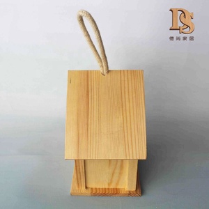 Küçük ahşap kuş evi kutusu açık ve bahçe asılı ucuz ahşap kuş kafesi kutusu - Product Image 3