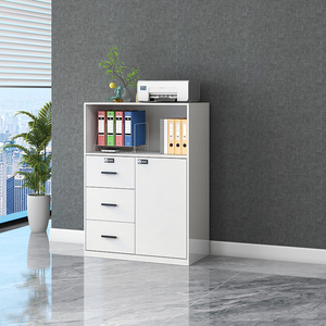 Meuble de classement moderne en métal blanc <span class=keywords><strong>à</strong></span> profil bas avec tiroirs verrouillables pour bureau, en acier laminé <span class=keywords><strong>à</strong></span> froid blanc, <span class=keywords><strong>armoire</strong></span> de classement courte - Product Image 2