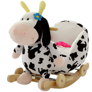 Custom plush stuffed animal <strong>rocking</strong> chair ride on toy Xiyuan with wheels 100% polyester <strong>&</strong> wooden support - Product Image 1