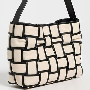 Women's Lady Vintage Autumn/Winter Summer Custom Border Woven <b>Mini</b> Tote Single Shoulder Fashion <b>Canvas</b> Handbag Button Closure - Product Image 5