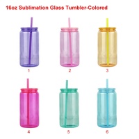 Vente en gros de tasses à bière en verre de sublimation de 16oz pots à jus de fruits avec couvercles colorés et pailles en verre pour les ensembles de cadeaux de fête de mariage d'affaires