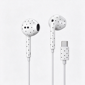 Auriculares Polkadots con diseño de estrellas, auriculares con cable tipo C, auriculares con puntos, auriculares tipo C con estrellas, auriculares, fone de ouvido - Product Image 3