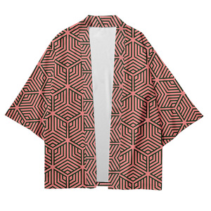 Ropa de calle para hombre y mujer, cárdigan <span class=keywords><strong>Haori</strong></span> Yukata, Tops, bata, talla grande, moda con patrones geométricos, Kimono de estilo japonés para playa - Product Image 3