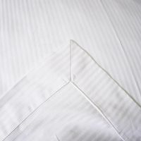Parure de Lit de Luxe Blanche Douce Rayures 1cm Qualité Hôtelière 100% Coton Égyptien Draps Hôteliers 4 Pièces